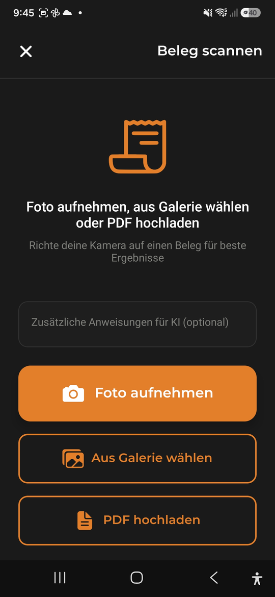 Belege scannen - AI Budget Assistant