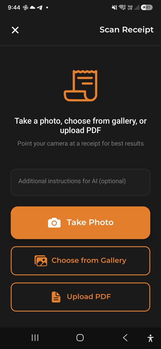 Scan receipts - AI Budget Assistant
