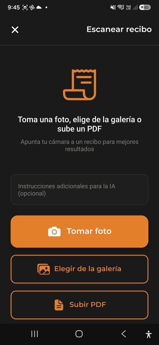 Escanear recibos - AI Budget Assistant