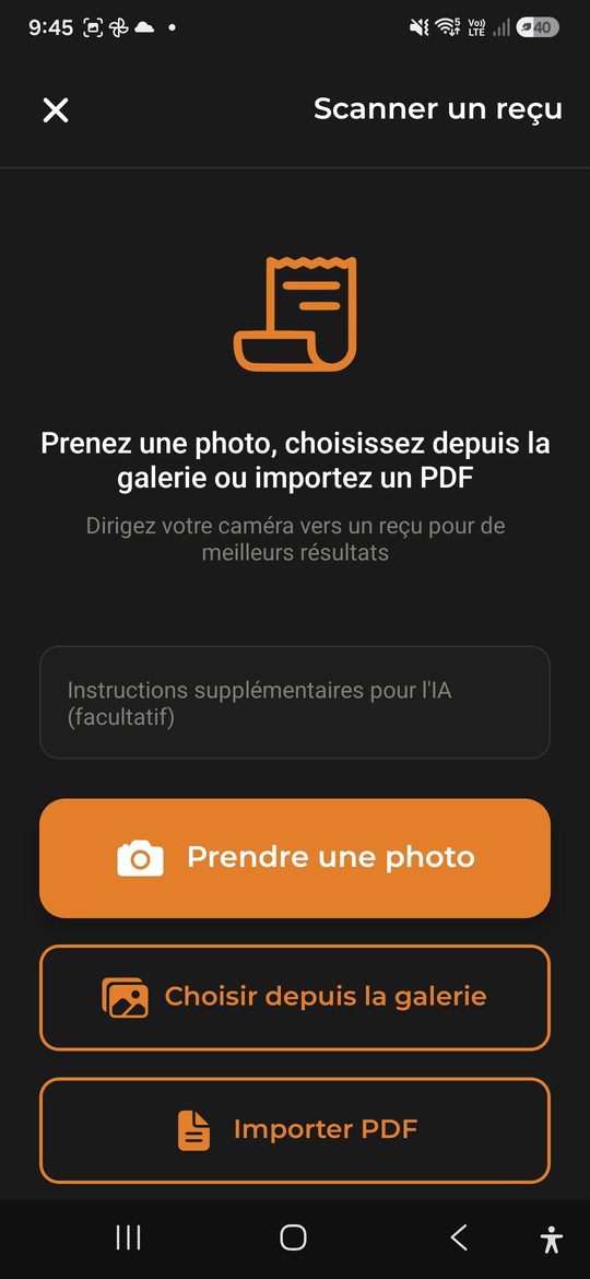 Scanner les reçus - AI Budget Assistant