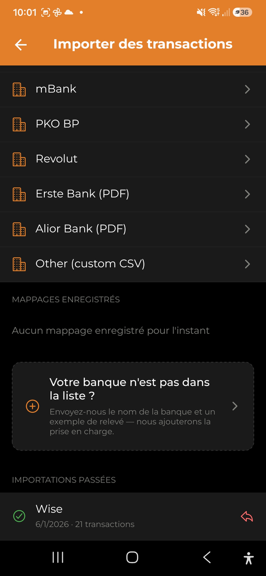Import bancaire - AI Budget Assistant