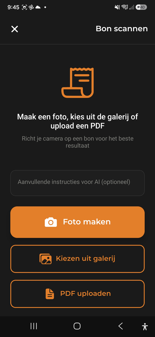 Bonnen scannen - AI Budget Assistant